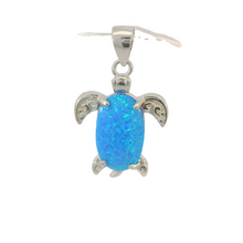 Load image into Gallery viewer, BLUE LAB OPAL STERLING SILVER PENDANT (TURTLE)