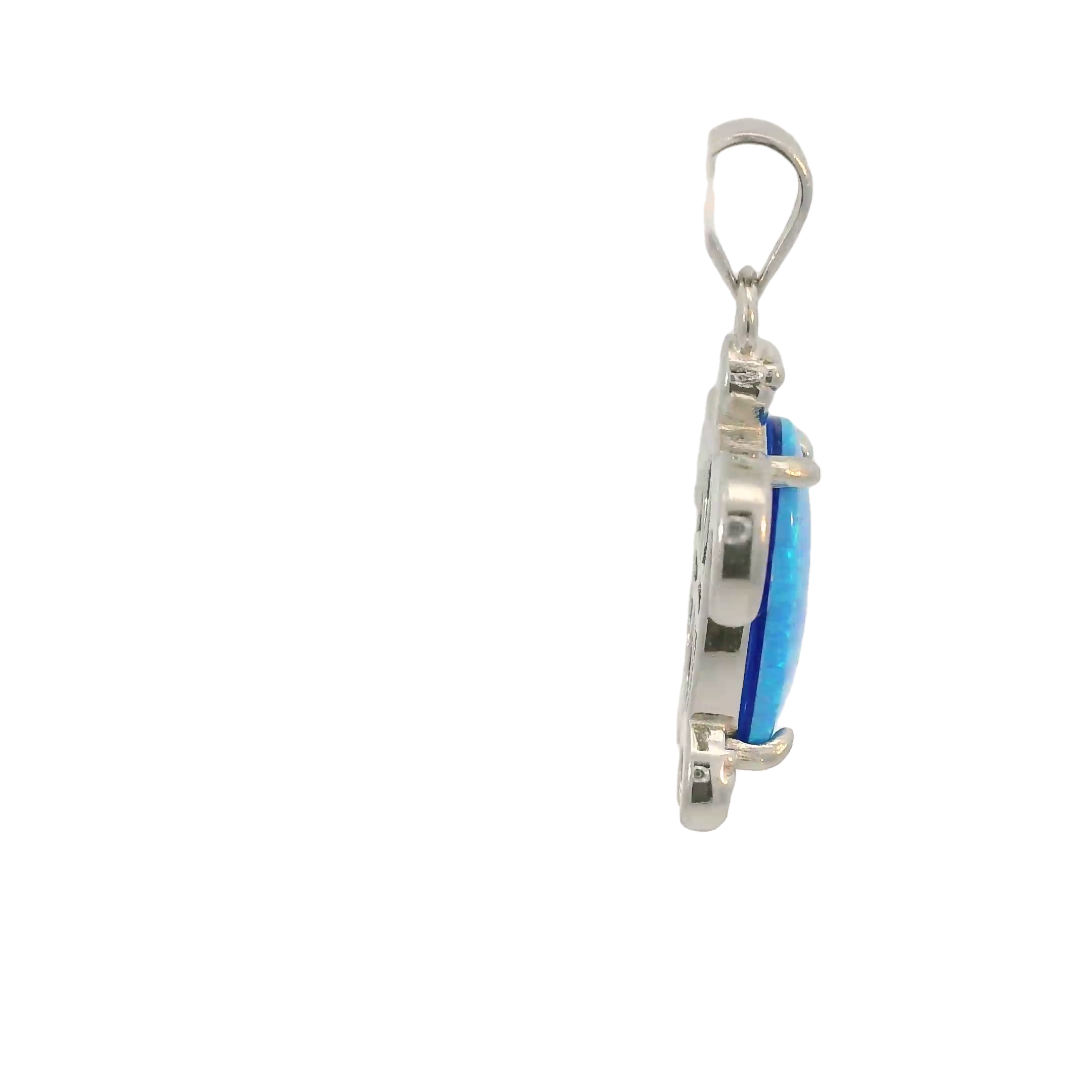 BLUE LAB OPAL STERLING SILVER PENDANT (TURTLE)