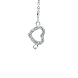 CUBIC ZIRCONIA STERLING SILVER BRACELET (HEART)