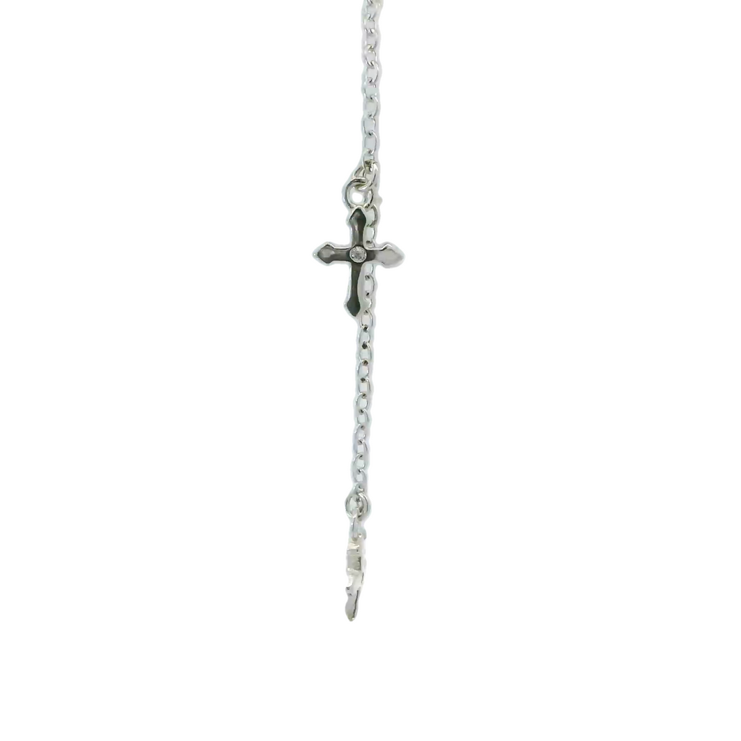 CUBIC ZIRCONIA STERLING SILVER BRACELET (CROSS)