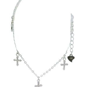 CUBIC ZIRCONIA STERLING SILVER BRACELET (CROSS)