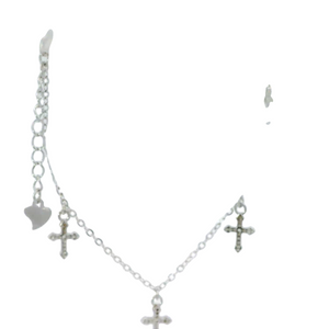 CUBIC ZIRCONIA STERLING SILVER BRACELET (CROSS)