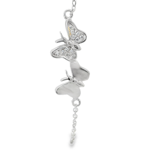 CUBIC ZIRCONIA STERLING SILVER BRACELET (BUTTERFLIES)