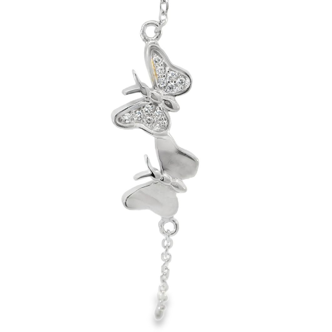 CUBIC ZIRCONIA STERLING SILVER BRACELET (BUTTERFLIES)