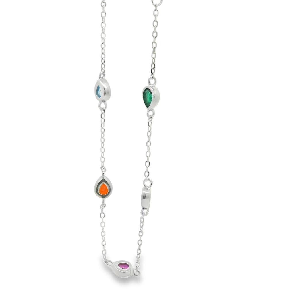 RAINBOW PEAR STERLING SILVER CZ BRACELET