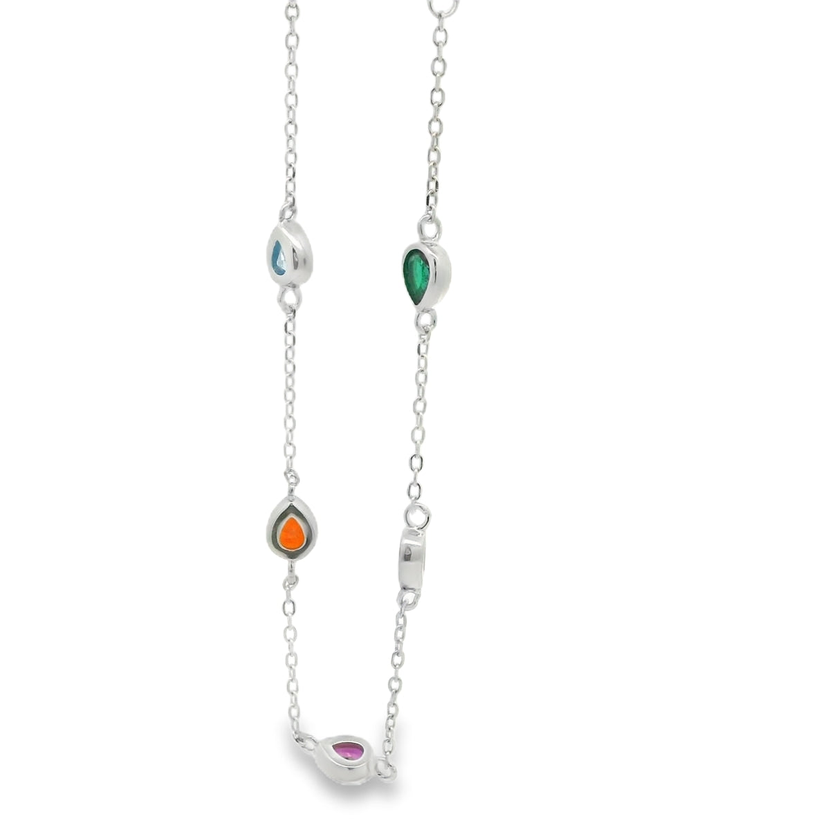 RAINBOW PEAR STERLING SILVER CZ BRACELET