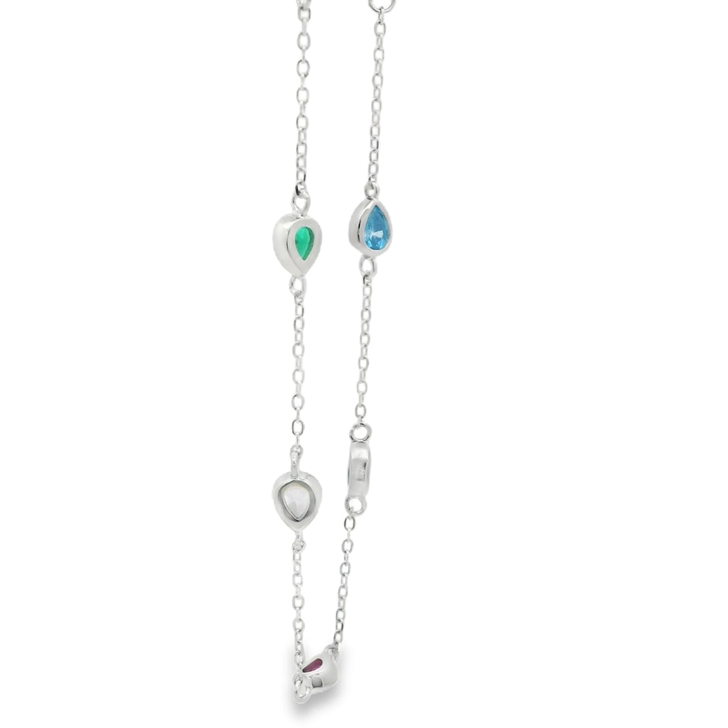 RAINBOW PEAR STERLING SILVER CZ BRACELET