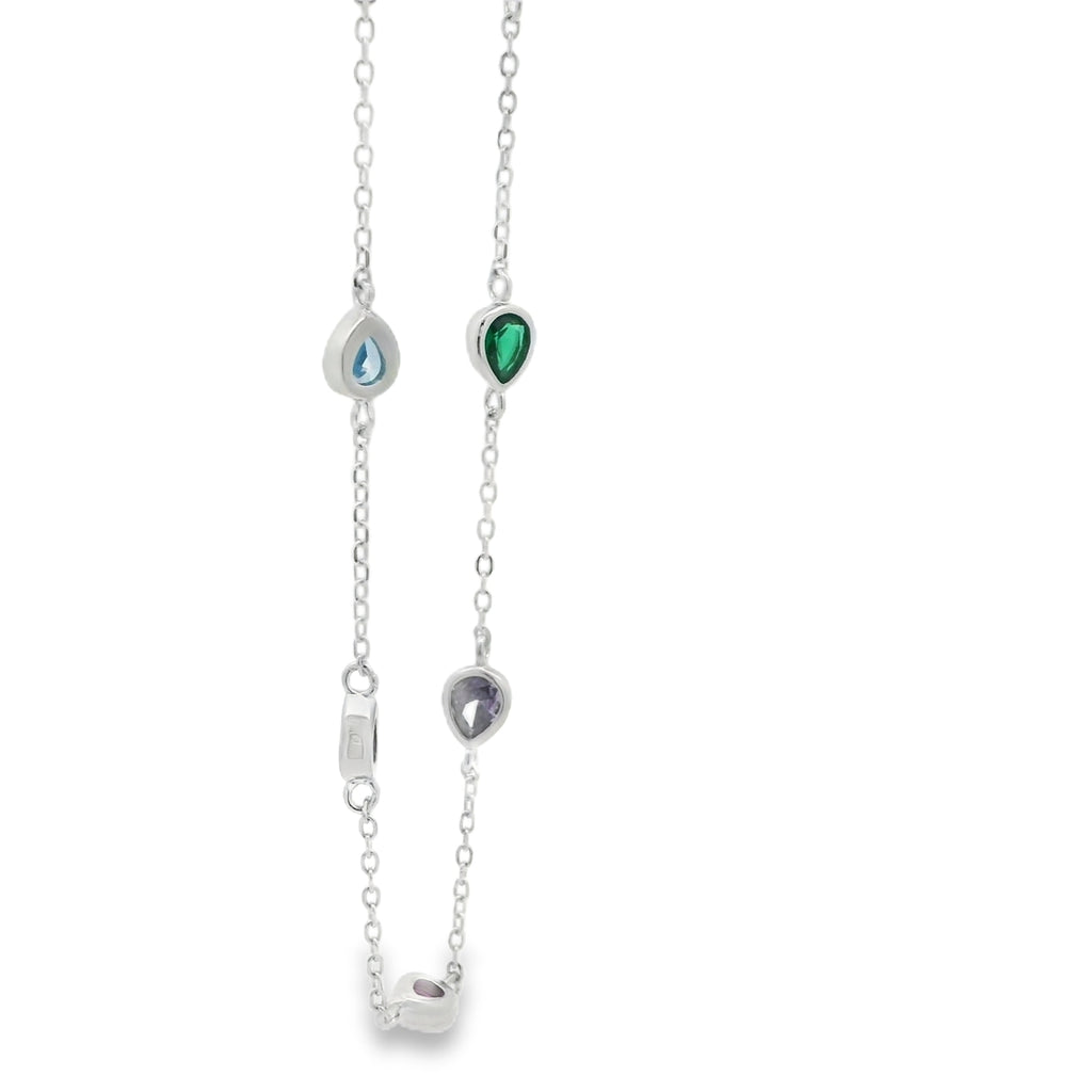 RAINBOW PEAR STERLING SILVER CZ BRACELET