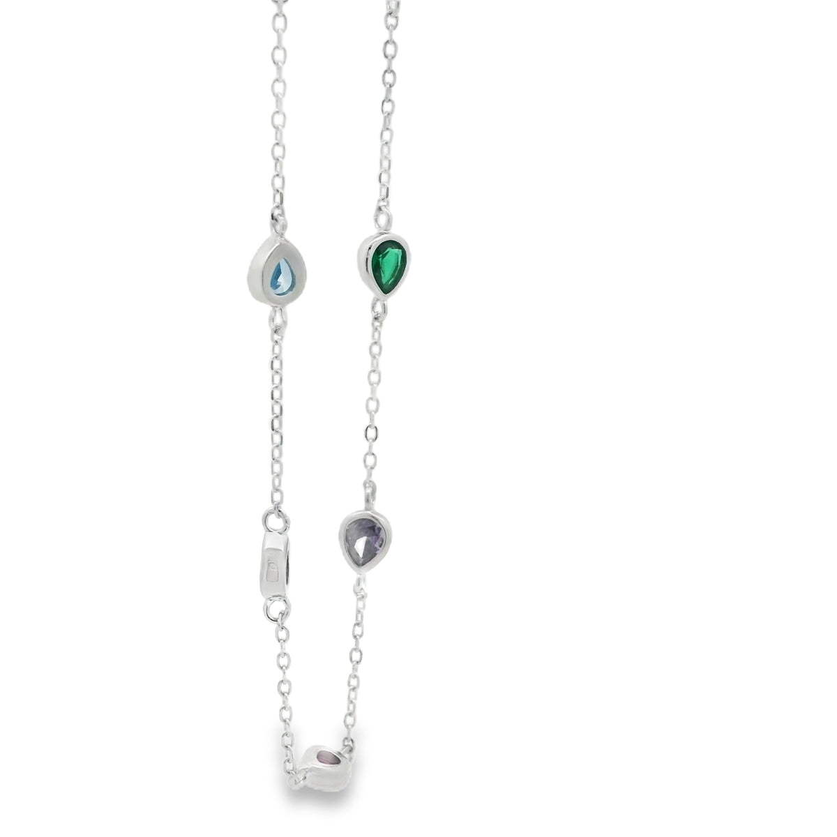 RAINBOW PEAR STERLING SILVER CZ BRACELET