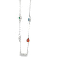 Necklace with teardrop-shaped gemstones on a white background