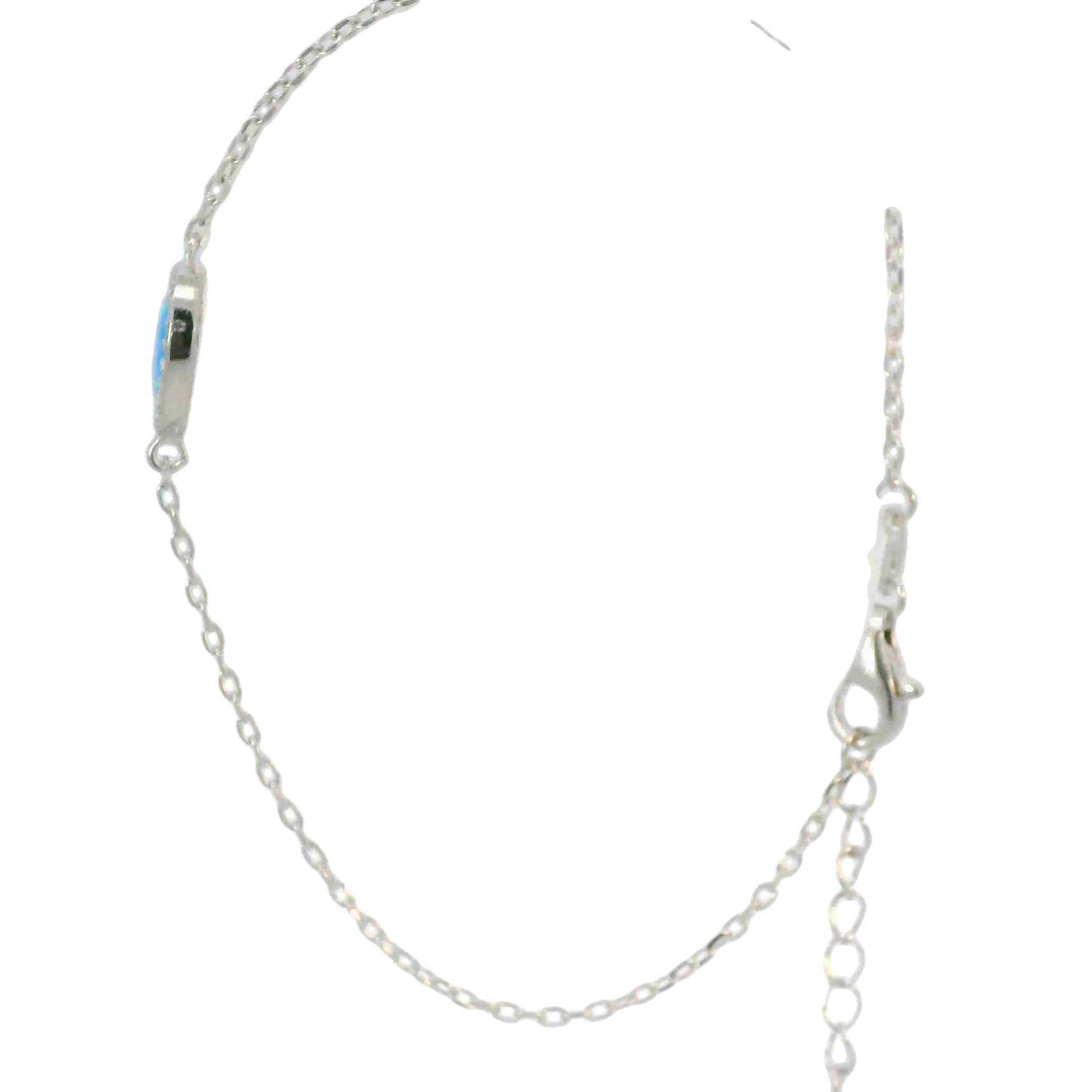 Sterling silver lab opal bracelet (heart)