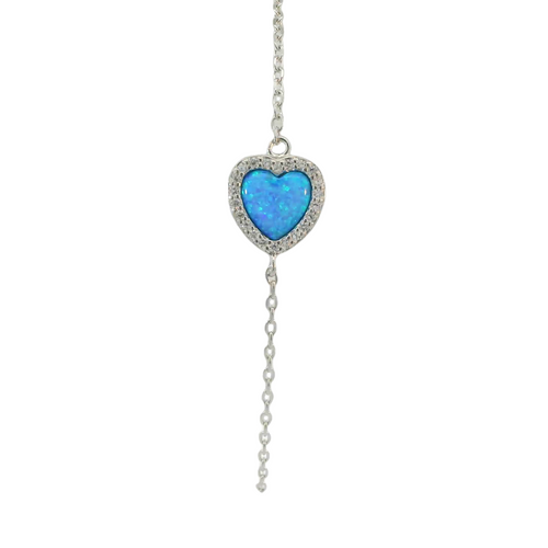 Sterling silver lab opal bracelet (heart)