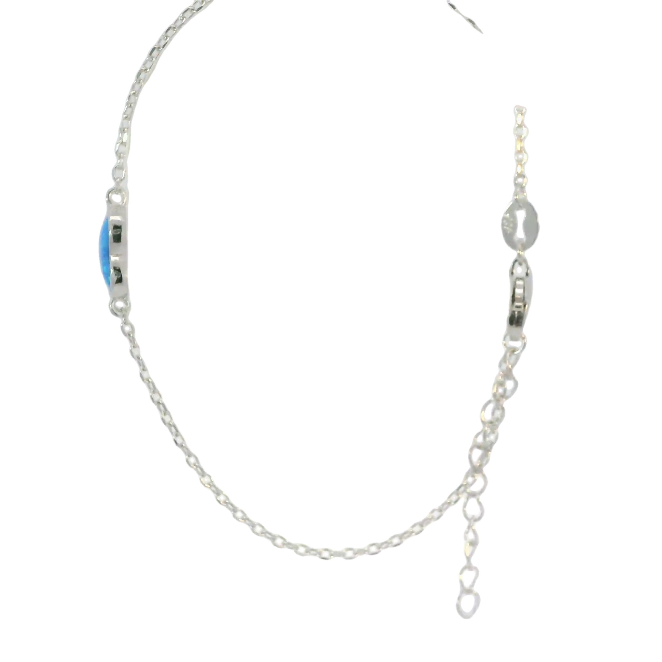 Sterling silver lab opal bracelet (heart)