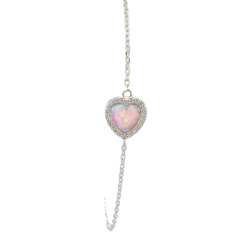 Sterling silver lab opal bracelet (Heart)