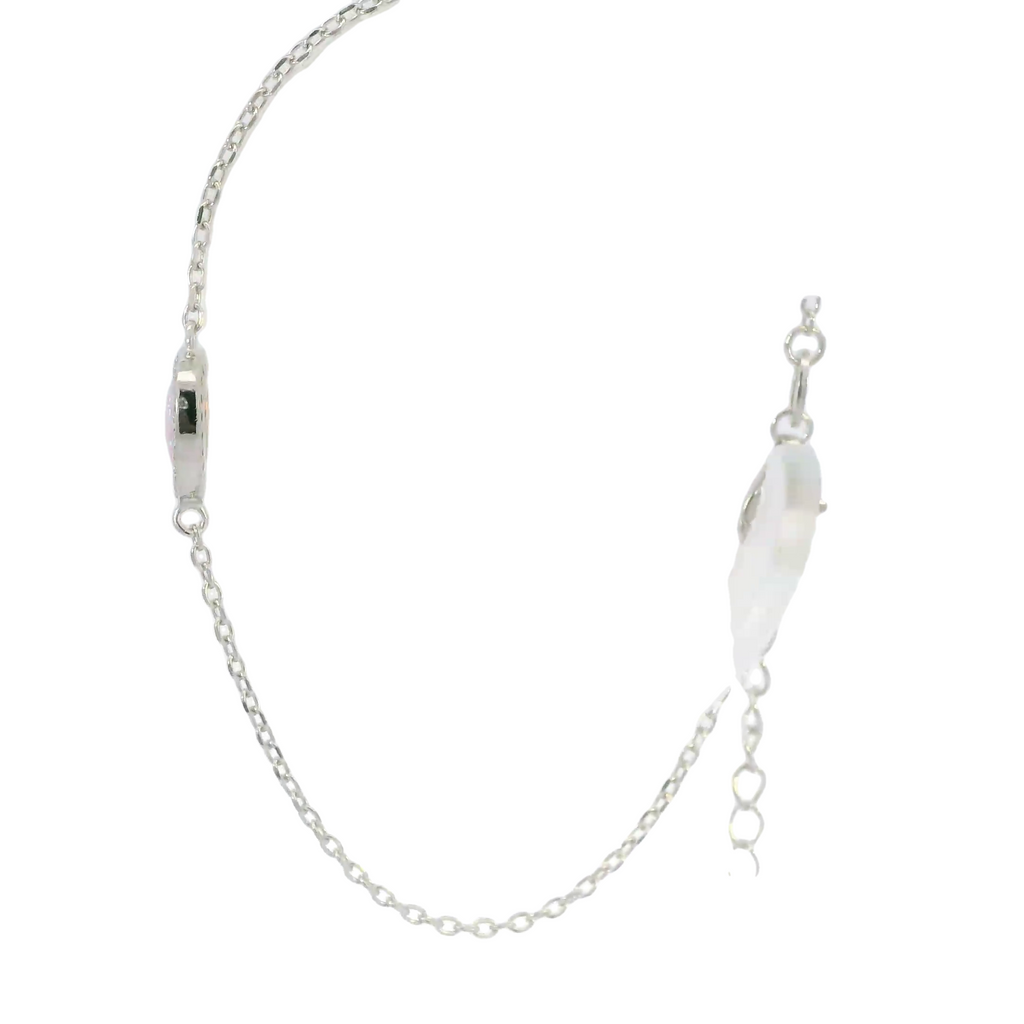 Sterling silver lab opal bracelet (Heart)