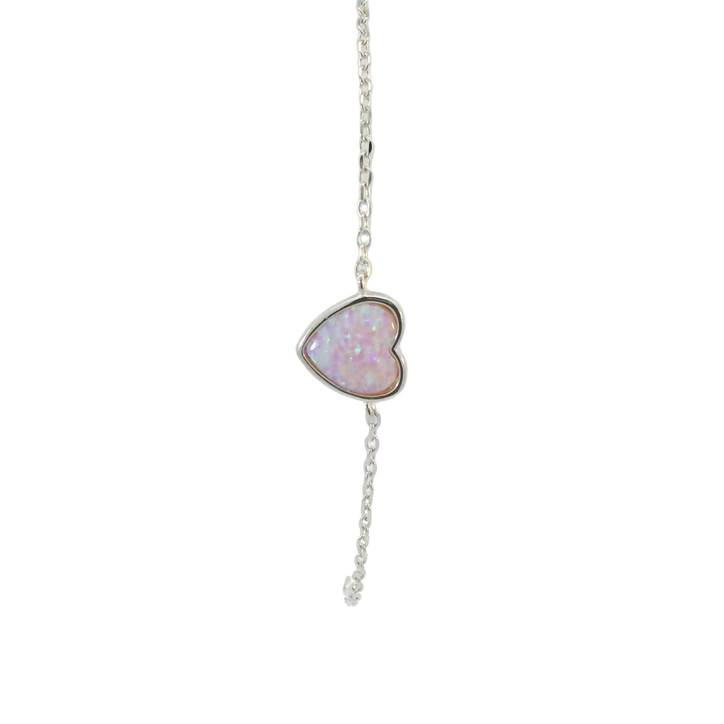 Sterling silver lab opal bracelet (Heart)
