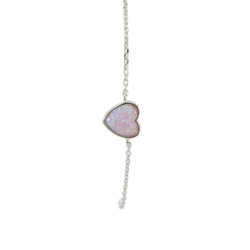 Sterling silver lab opal bracelet (Heart)