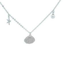 Load image into Gallery viewer, Sterling silver pearl necklace (Clam)