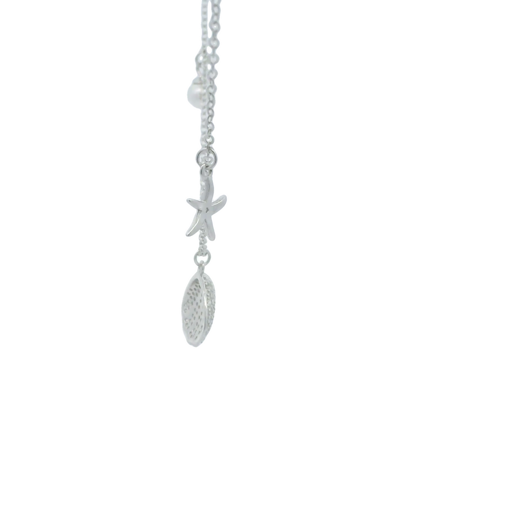 Sterling silver pearl necklace (Clam)