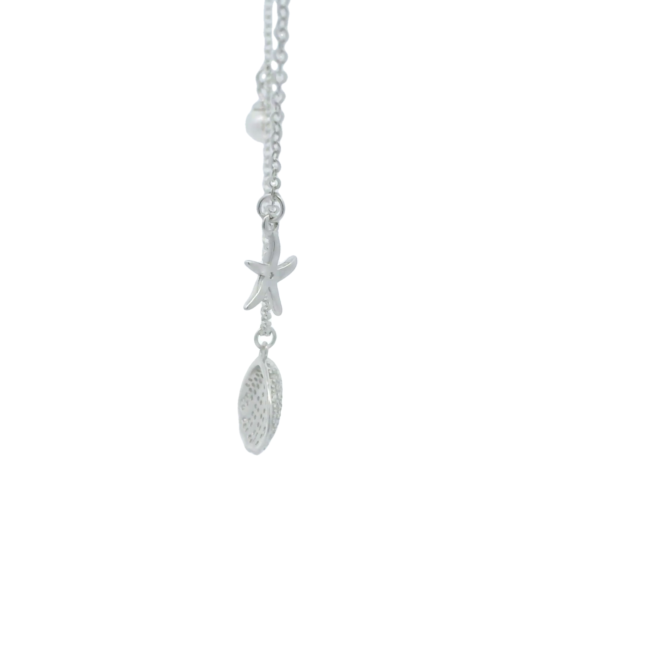 Sterling silver pearl necklace (Clam)