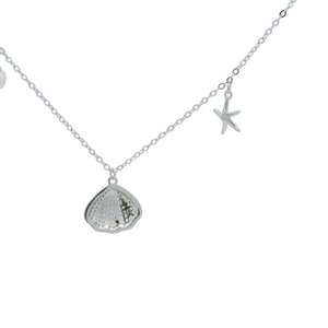 Sterling silver pearl necklace (Clam)