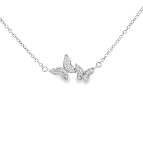 CUBIC ZIRCONIA STERLING SILVER NECKLACE (BUTTERFLY)