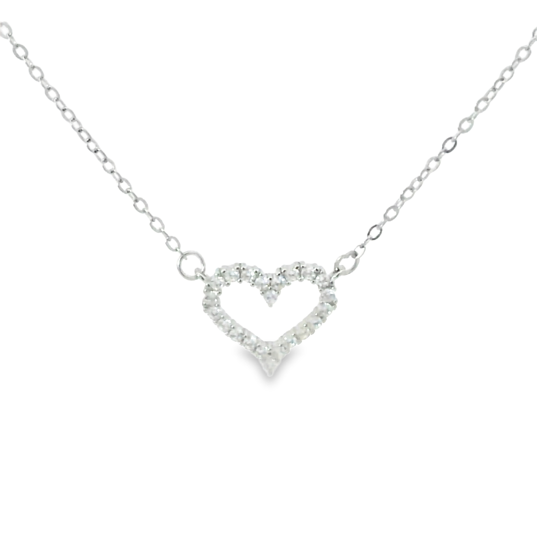 CUBIC ZIRCONIA HEART STERLING SILVER NEKLACE