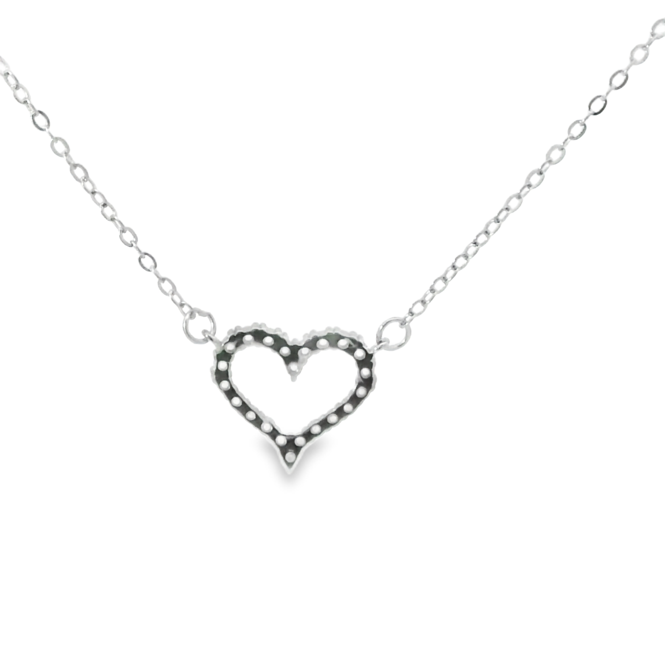 CUBIC ZIRCONIA HEART STERLING SILVER NEKLACE