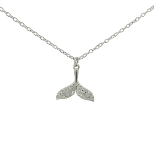 CUBIC ZIRCONIA STERLING SILVER NECKLACE (WHALE TAIL)