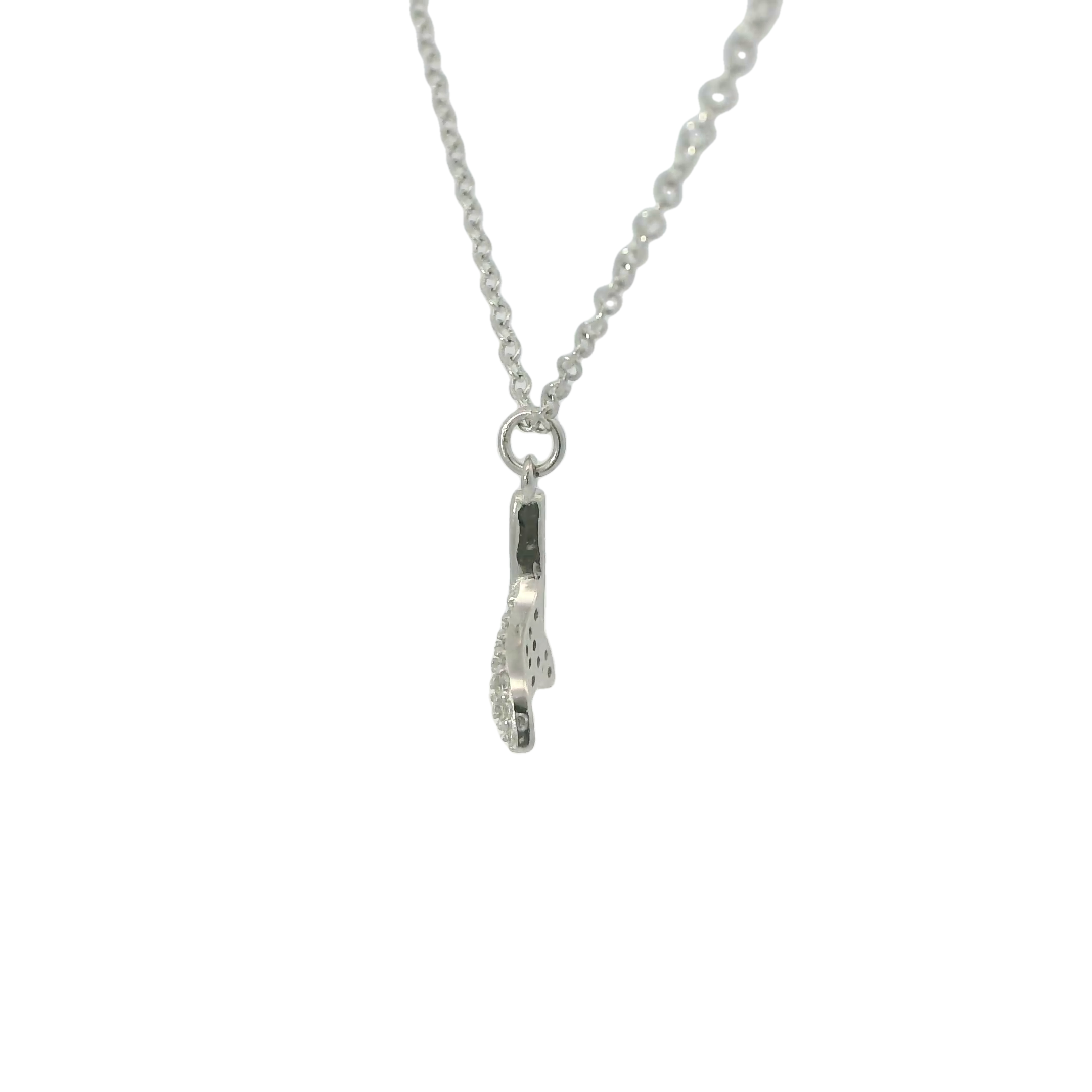 CUBIC ZIRCONIA STERLING SILVER NECKLACE (WHALE TAIL)