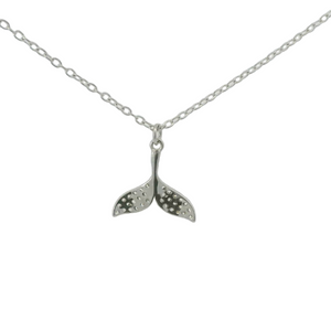 CUBIC ZIRCONIA STERLING SILVER NECKLACE (WHALE TAIL)