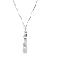 WHITE CUBIC ZIRCONIA STERLING SILVER NECKLACE (ANCHOR)