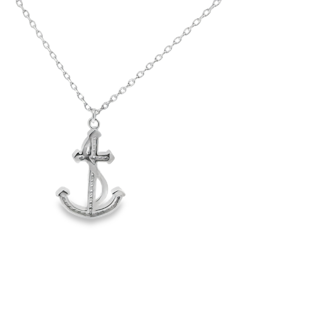 ANCHOR   WHITE CUBIC ZIRCONIA STERLING SILVER NECKLACE
