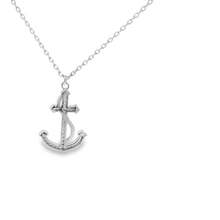 Load image into Gallery viewer, WHITE CUBIC ZIRCONIA STERLING SILVER NECKLACE (ANCHOR)