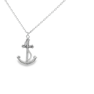 WHITE CUBIC ZIRCONIA STERLING SILVER NECKLACE (ANCHOR)