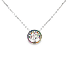 Load image into Gallery viewer, CUBIC ZIRCONIA STERLING SILVER NECKLACE (TREE OF LIFE)