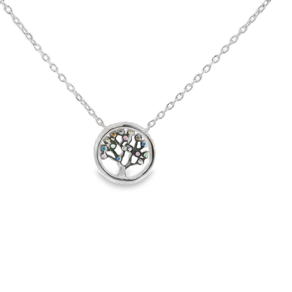 CUBIC ZIRCONIA STERLING SILVER NECKLACE (TREE OF LIFE)