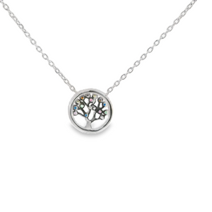 CUBIC ZIRCONIA STERLING SILVER NECKLACE (TREE OF LIFE)