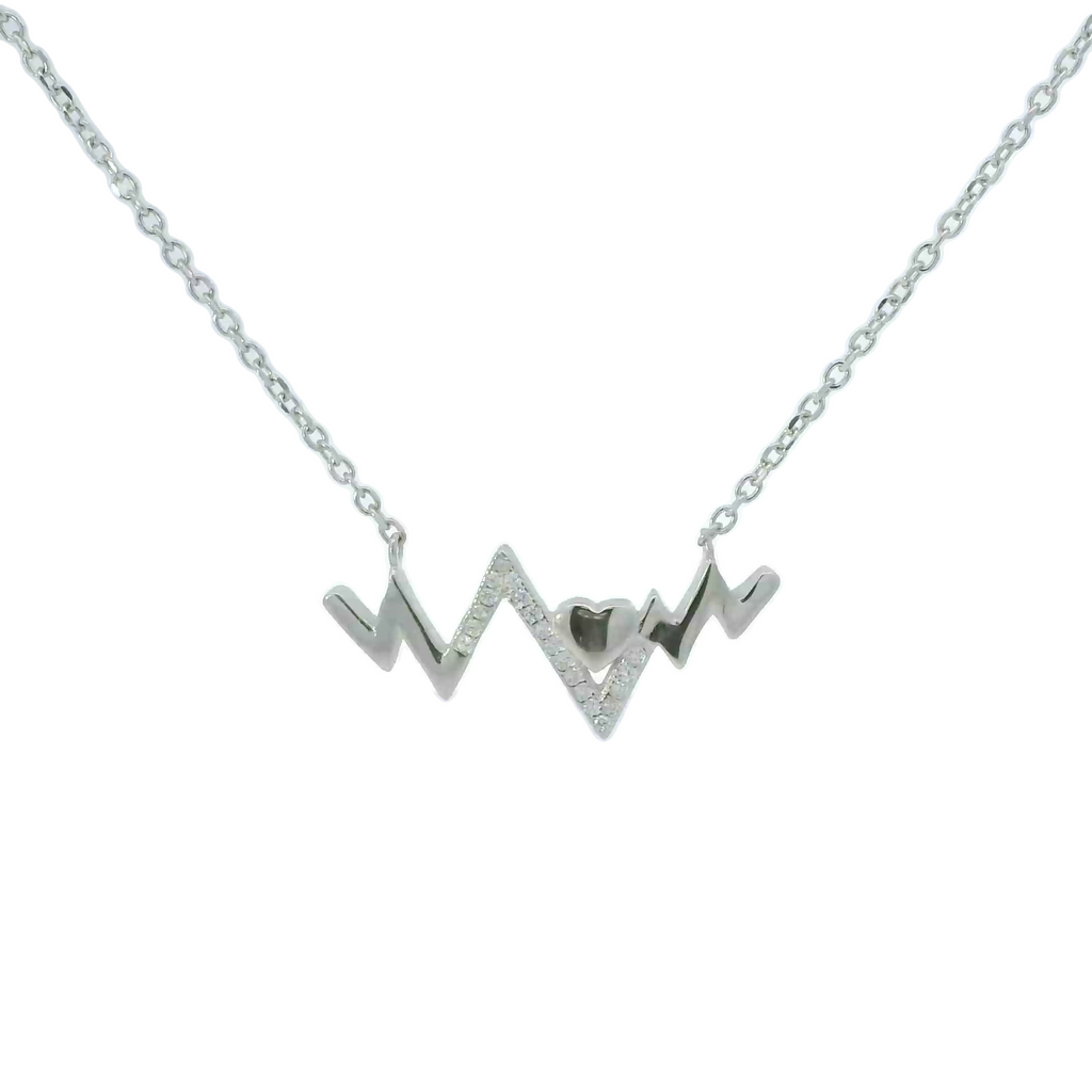 Sterling silver cubic zirconia necklace (Heartbeat)