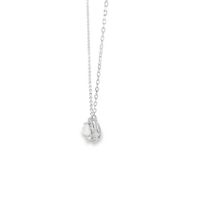 WHITE STERLING SILVER LAB OPAL NECKLACE (ROUND)