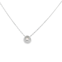 Load image into Gallery viewer, WHITE STERLING SILVER LAB OPAL NECKLACE (ROUND)