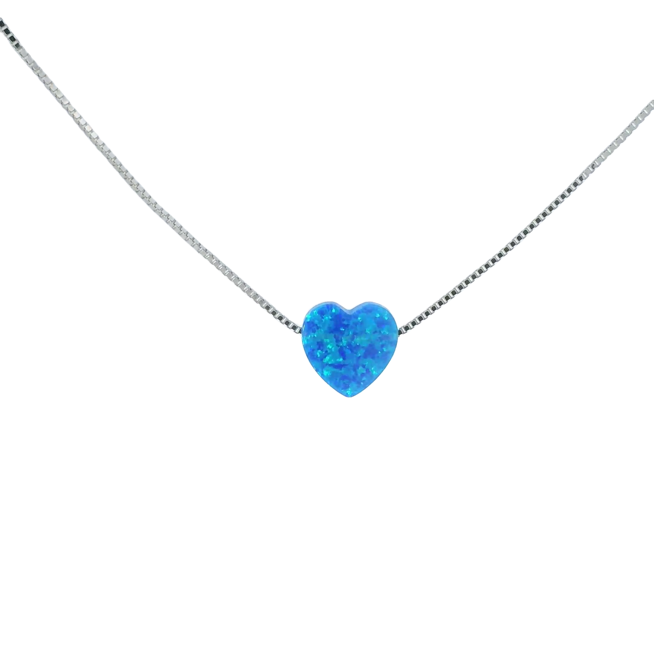 Sterling silver lap opal necklace (Heart)