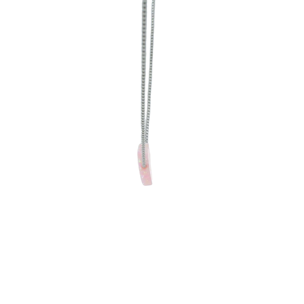Sterling silver lab opal necklace (heart)