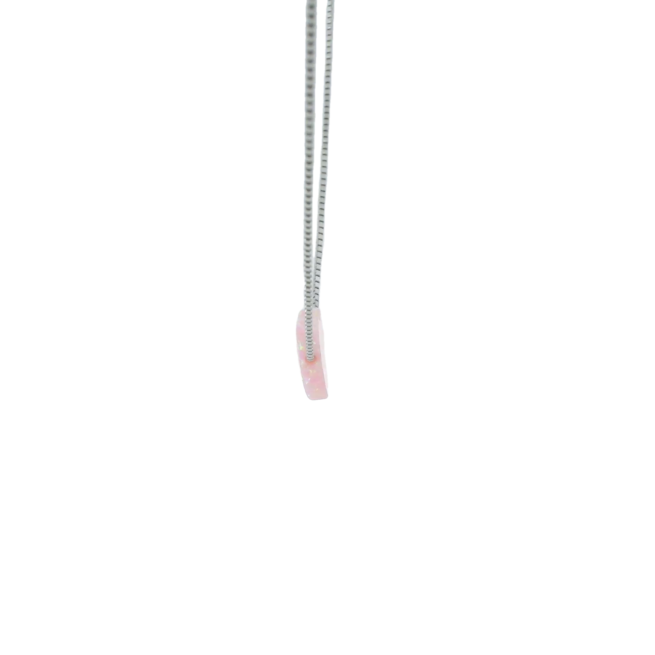 Sterling silver lab opal necklace (heart)