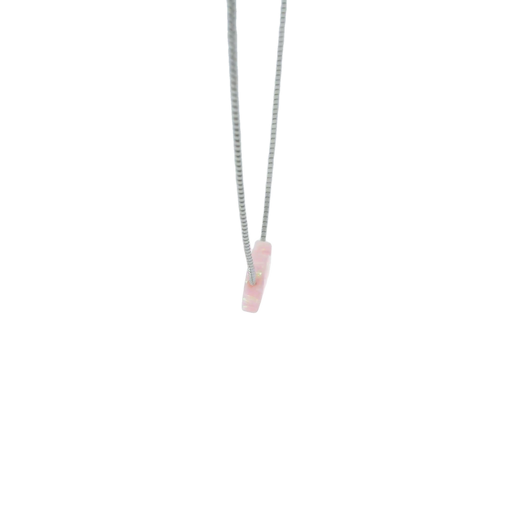Sterling silver lab opal necklace (heart)