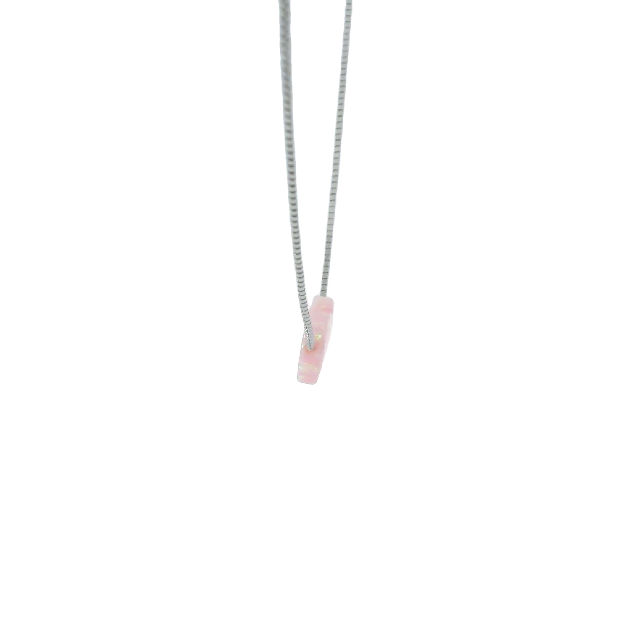 Sterling silver lab opal necklace (heart)