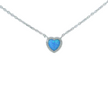 Sterling silver lab opal necklace (heart)