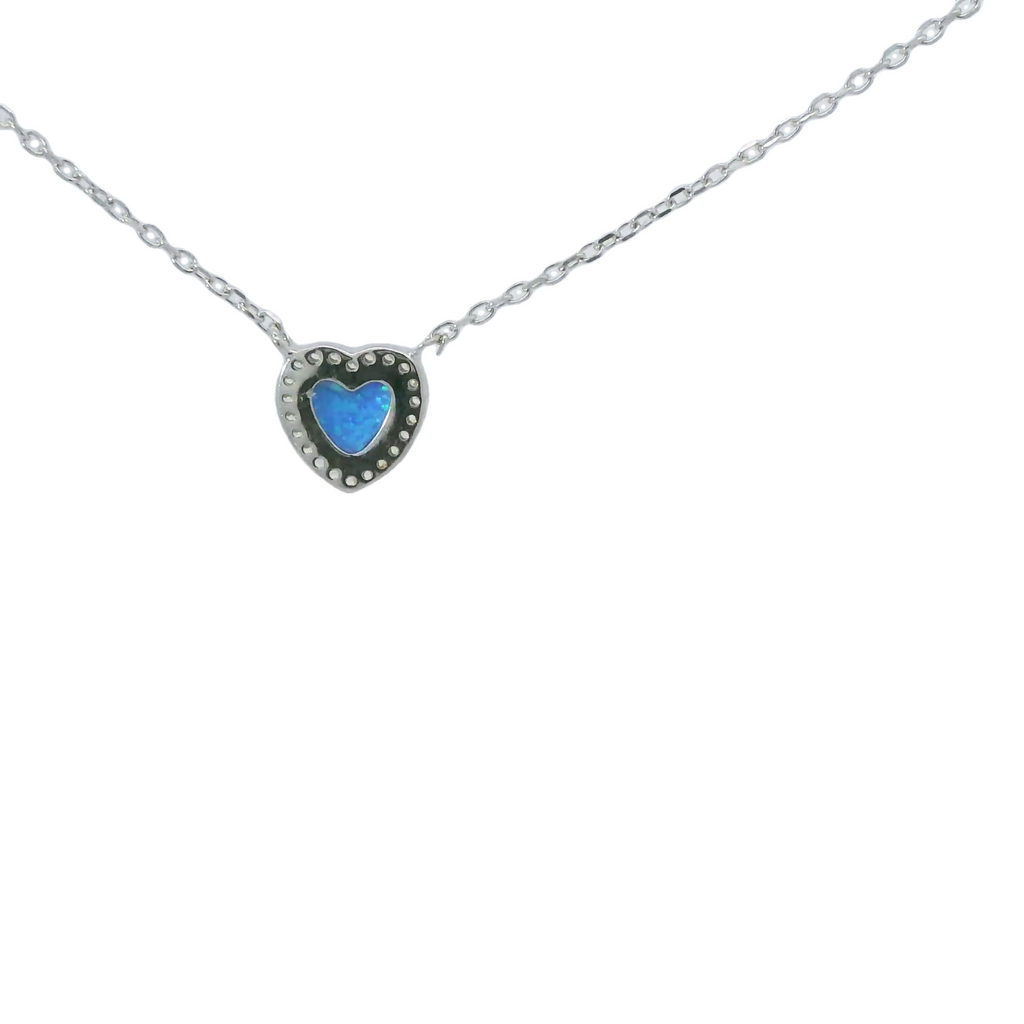 Sterling silver lab opal necklace (heart)