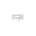 A sterling silver ring with a white cubic zirconia cross design.