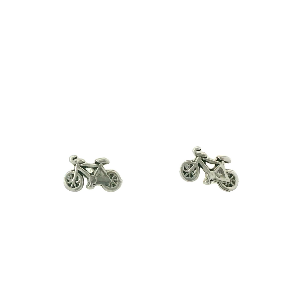 Tiny bicycle sterling silver earrings